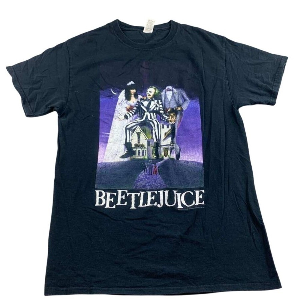 Fruit of the Loom T-Shirt Men M Black Beetlejuice Graphic HDβ Cotton Scary Movie